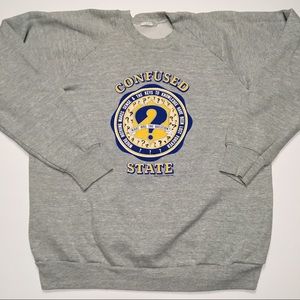 Vintage 80s Confused State University Crewneck L